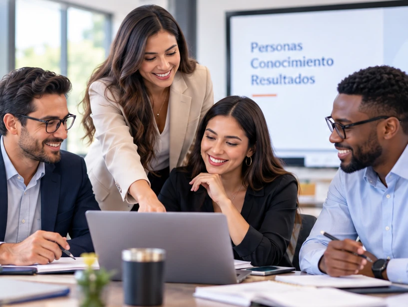 Profesionales estudiando juntos en una capacitación empresarial